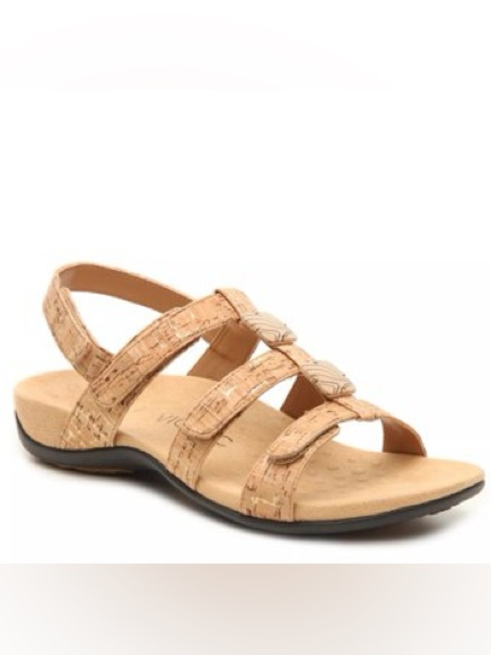 Vionic Women's Amber Adjustable Sandals in a gold cork color size 8